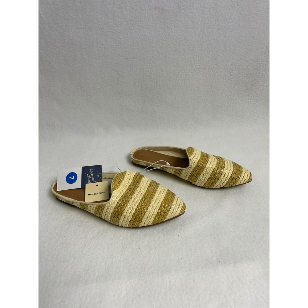 Boho Coastal Universal Thread NWT Womens 7 Beige Woven Straw Pointed Toe Mules